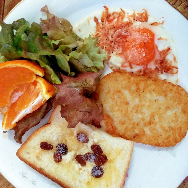 母の日の朝食にワンプレート目玉焼き